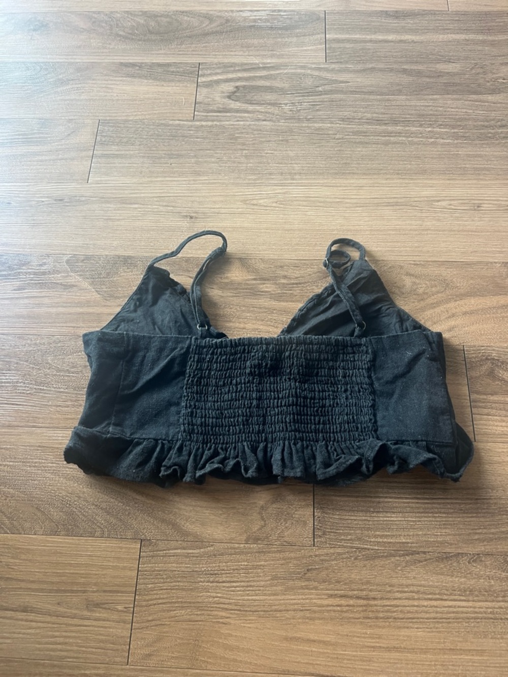 Black Ruffle Crop Cami Top - Picture 2 of 2